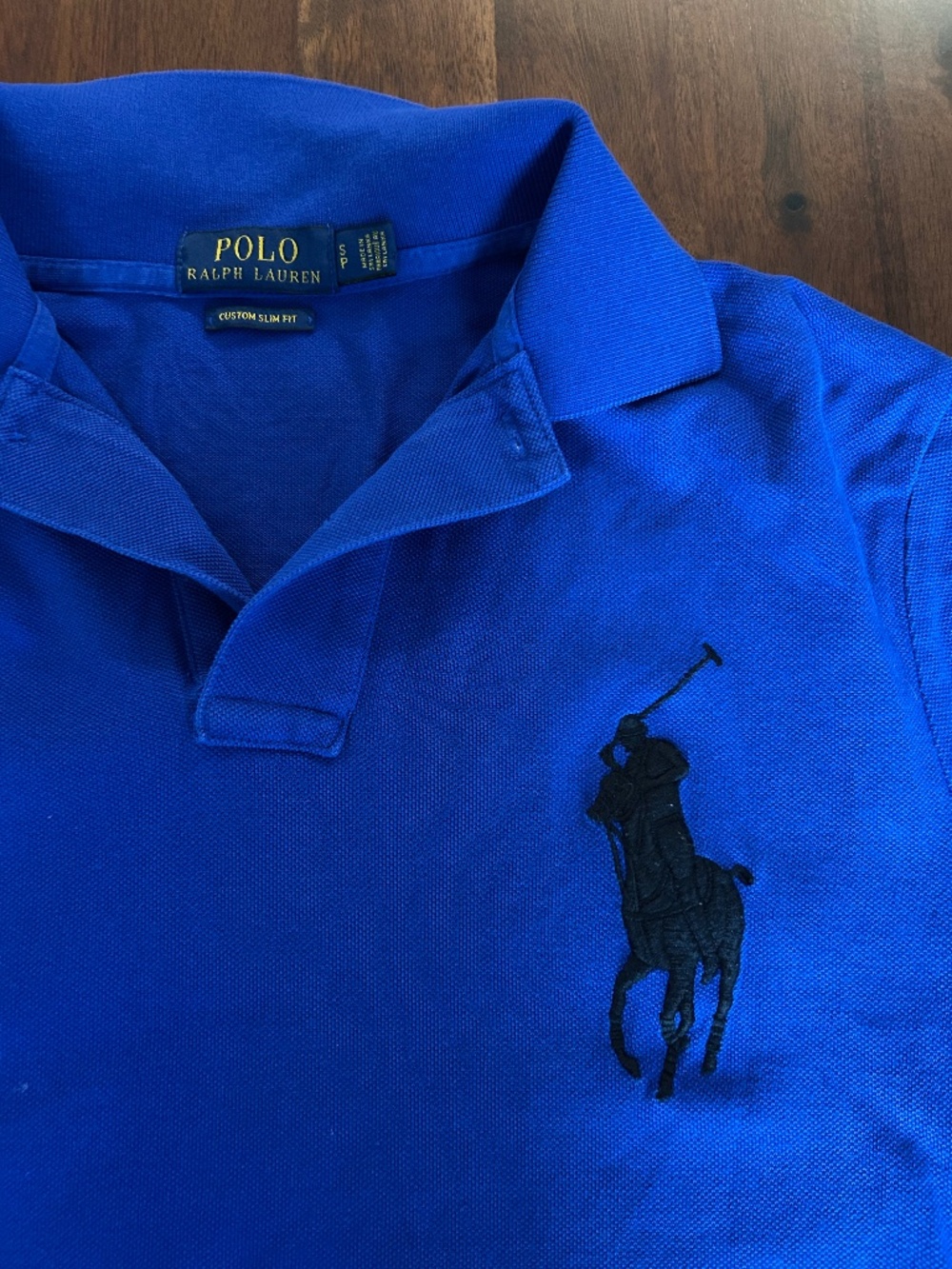 Polo Ralph Lauren Custom Slim Fit Big Pony Polo Shirt Blue Small